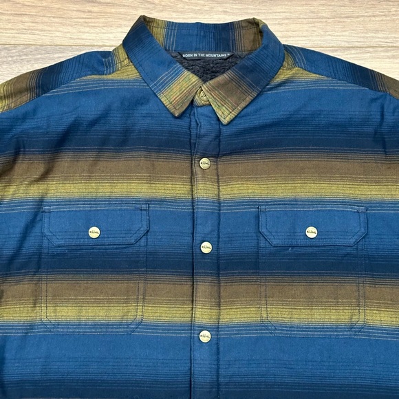 Kuhl Joyridr Sherpa Fleece Lined Flannel Shacket in Midnight Gold Size XXL - Picture 3 of 15